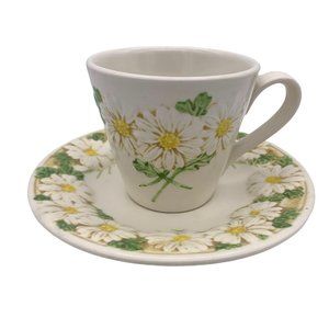 Vintage Metlox Poppytrail Sculptured Daisy - Coffee Cup and Saucer